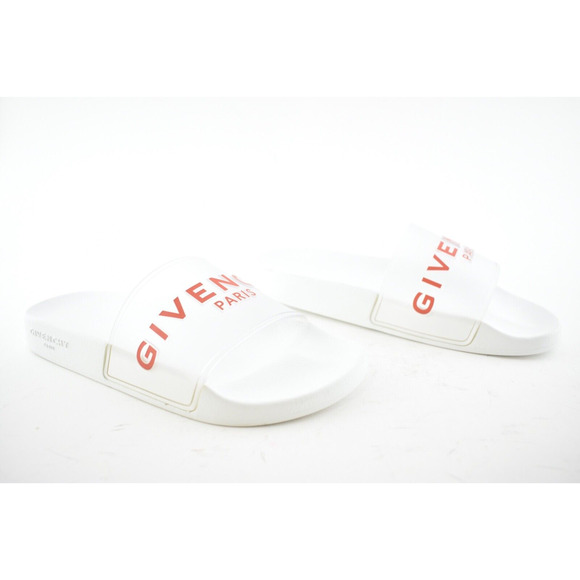 Givenchy Paris White Red PVC Clear Logo Slide On Pool Sandal Flip Flop Flat 39 - Picture 5 of 12